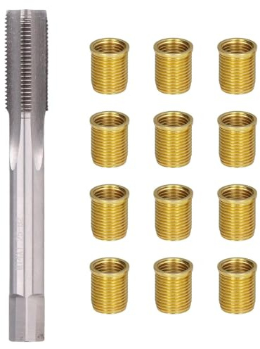Zündkerzengewinde Reparatur-Set - 11-teilig, gerade gerillte Gewindebohrer | mit M14x1,25 Gewindeeinsätzen, hitzebeständiger M16x1,25 Gewindebohrer | Professionelles Motorreparatur-Werkzeugset für Autos
