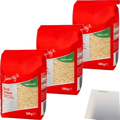 usy Bundle für Jeden Tag Suppennudeln Buchstaben 3er Pack (3x500g Packung) + usy Block