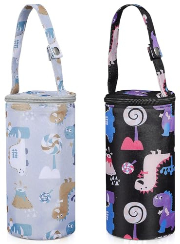 JOINPAYA 2 Stück Teiliges Babyflaschen Isoliertaschen Cartoon Motiv Thermotaschen für Milchflaschen Geeignet zum Aufhängen Am Kinderwagen Wickelrucksack für Unterwegs und