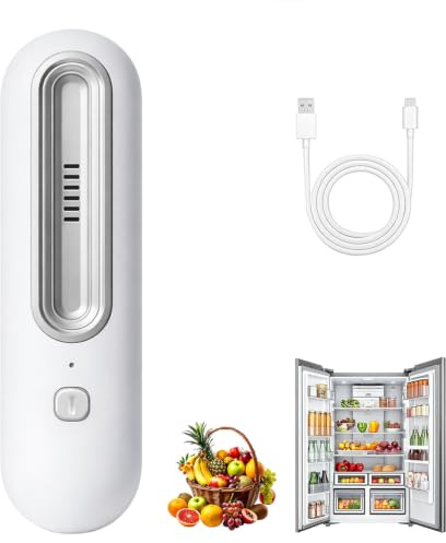 Rechargeable Fridge Air Freshener Deodoriser - 2 Modes Fridge Smell Remover, Mini Fridge Odour Eliminator, Quiet O3 Fridge Deodoriser, 30 Days in Fresh Mode, Reusable, for Car, Cabinet, Small Spaces