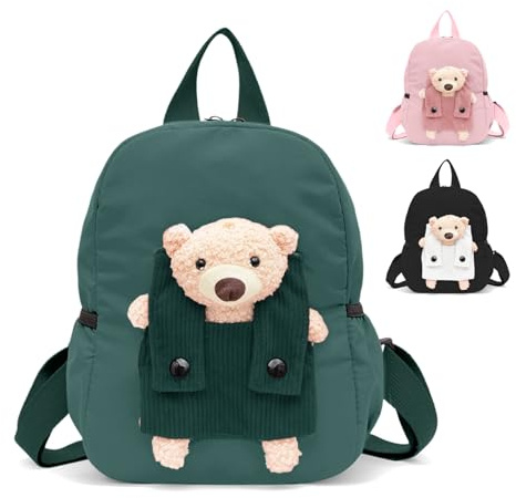 Aucuu Cute Bear Small Toddler School Bag, Toddler Backpack, Kids Backpack for Boys Girls, Mini Children Backpack, Cartoon Preschool Kindergarten Elementary Rucksack for School & Travel (S)