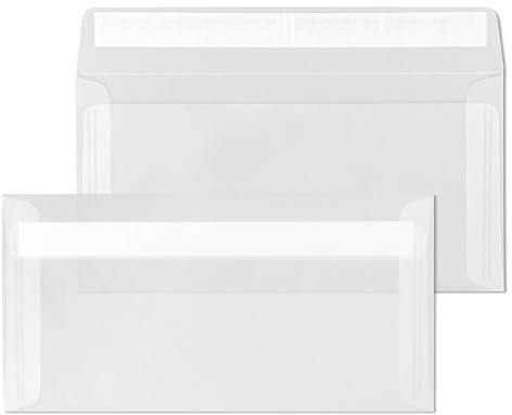 ÖKI Transparentkuvert C5/6, 50 Stück, Briefumschlag mit Haftstreifen, 110x220mm, 100g, weiß klar