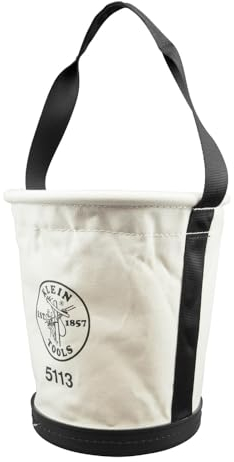 Klein Tools 5113 Canvas Bucket for Tool Storage and Transport, Made in USA, Tapered, Canvas with Web Handle