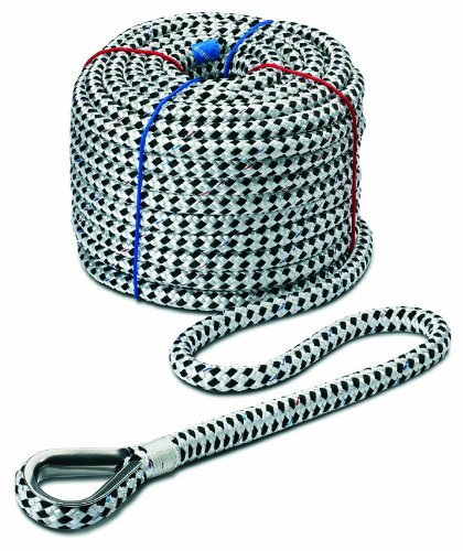 Seilflechter - Cordage d’Ancre Taifun 30 m, Ø 14 mm – Ligne d’ancrage Robuste, Blanc/Noir, utilisable sur de Nombreux Plans d’Eau, Charge de Rupture 2500 daN
