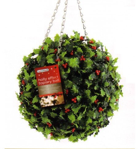 Gardman Holly Effect Topiary Ball Garden Home Christmas Decoration 02820 30cm