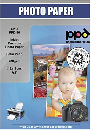 PPD 50 x 5x7 - Inkjet Premium Plus Fotopapier 280g Satin, Sofort Trocken, Wasserfest PPD-86-50