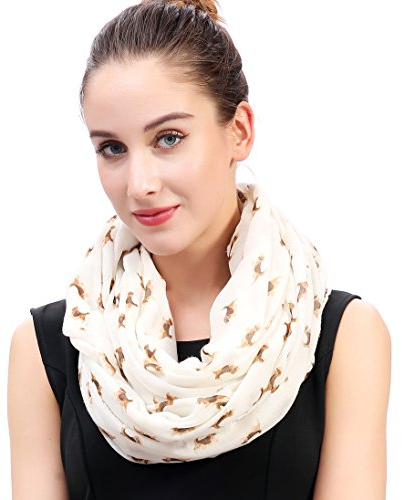 Lina & Lily Damen Loop Schal Rundschal Schlauchschal Beagle Hunde (Beige)