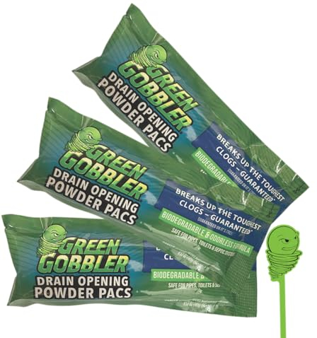 Green Gobbler Drain Unblocker PACS | Hair Clog Remover | Toilet Clog Remover | Sinks & Tub Drain Cleaner | 3 Pac with Free Hair Grabber Tool