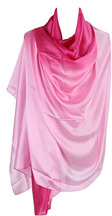 PB-SOAR Mode Damen Farbverlauf Schal Seidenschal Halstuch Stola 190 x 100cm, leicht und schlicht, 18 Farben auswählbar (Pink/Rosa)