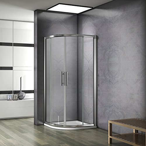 Porte de douche 90x90x185cm 1/4 de rond accès d'angle verre anticalcaire cabine douche