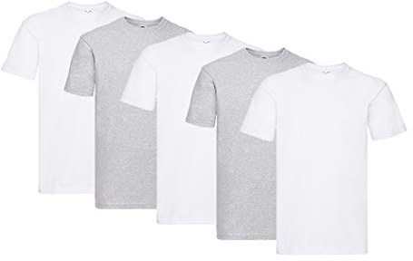 Fruit of The Loom Camiseta de Manga Corta para Hombre Super Premium (Paquete de 5), Blanco, S