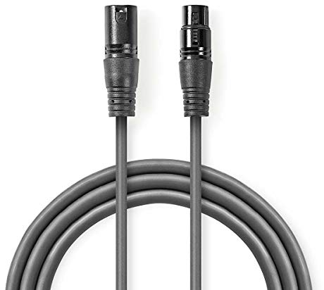 NEDIS Symmetrisches XLR-Audiokabel, XLR 3-polig Stecker - XLR 3-polig Buchse, dunkelgrau, 1,0 m