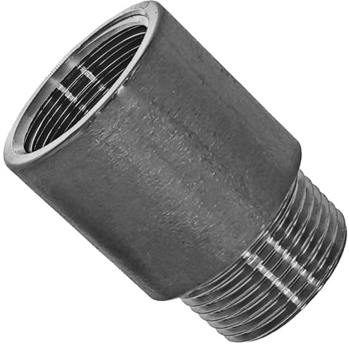 MegaHaustechnik Hahnverlängerung, 40mm x 3/4, Gewindefitting Edelstahl V4A | Verlängert um 40mm, Trinkwasser geeignet, Innengewinde und Außengewinde IG x AG DN20 Rohr, rostfrei INOX