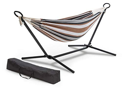 blumfeldt Sri Lanka Swing - Hamac, Ajusté à la Forme du Corps, Conception Stylish Comfort, Solide Cadre en Acier, 65% de Coton et de 35% de Polyester, Sac de Transport, Rayures