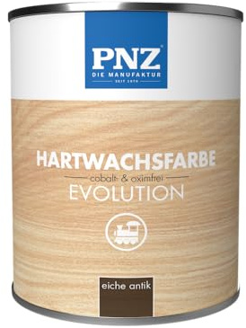 PNZ Hartwachsfarbe evolution für Innen | Nachhaltig hergestellt mit regionalen Rohstoffen | besonders strapazierfähig | Arbeitsplatten, Holzmöbel, Holz-Boden, Gebinde:0.25L, Farbe:eiche antik