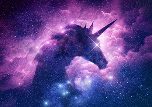 A4| Pink Purple Einhorn Poster Größe A4 Stary Space Fantasy Poster Geschenk #14344