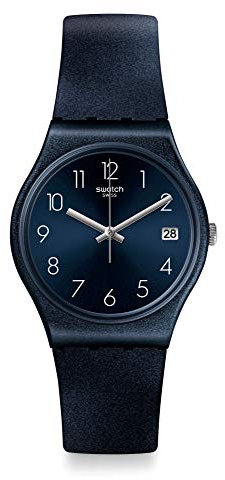 Swatch Damen Analog Quarz Uhr mit Silikon Armband GN414