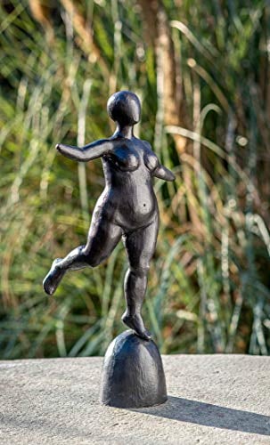 IDYL Bronze Skulptur Dicke nackte Frau | 41x14x20 cm | Bronze-Figur handgefertigt | Gartenskulptur - Wohnbereich-Dekoration | Hochwertiges Kunsthandwerk | Wetterfest