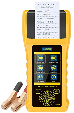Probador de Carga de Batería 12V/24V 20-3000 CCA Sistema de Arranque Y Carga Analizador de Batería Herramienta de Escaneo Con Impresora Para Camiones de Servicio Pesado,Automóviles,Motocicletas Y Más
