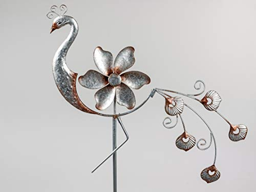 Rostalgie Metall Windrad Hahn/Eule/Pfau zur Auswahl Gartenstecker Windspiel Tierfigur Landhaus (Metall, Pfau)