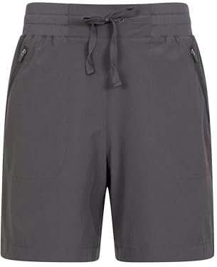 Mountain Warehouse Explorer Womens Shorts - Zipped Pockets Ladies Short Trousers, Drawcord Pants, Lightweight -for Outdoors, Hiking Dark Grey Women's Size 20