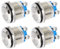 GUUZI 4pcs 16mm Wasserdichter Rastender Druckknopfschalter mit Schraubklemmen 3A/12V/24V/125V/250V Edelstahl-Metallknopfschalter (Flachkopf)