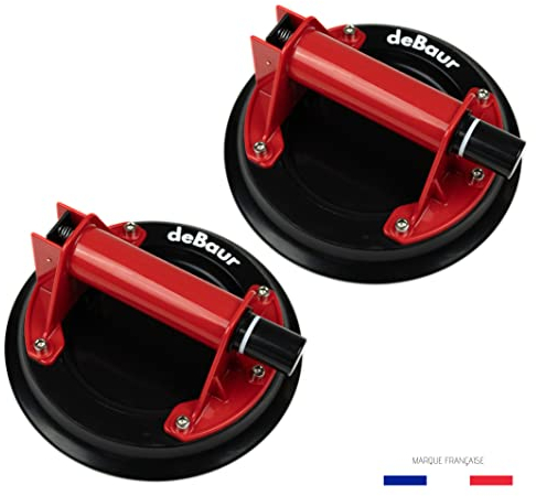 deBaur [2 Pack] Ventosas para Cristal Profesionales DB-800 - Capacidad de carga 300 kg - Ventosas de Vacío para el Transporte y la Elevación de Vidrio, Azulejos, Cristales, Ventanas, paneles de Mármol