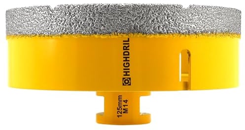 HIGHDRIL Foret Diamanté - 125MM M14 Scie Cloche Diamantée pour Porcelaine Carrelage Céramique Marbre Granit Quartz Pierre Maçonnerie Trépan Diamant Foret