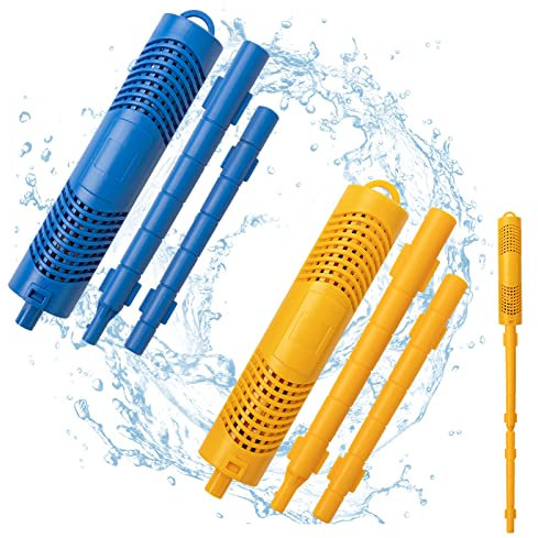 Lot de 2 cartouches minérales pour jacuzzi, spa, piscine, étang à poissons, dure 4 mois (bleu et jaune)