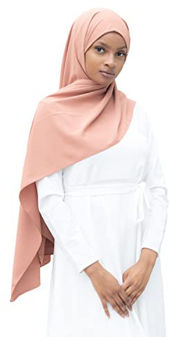 HE700 Damen-Hijab zum Hineinschlüpfen mit Knotenmütze, luxuriöser Medinenseide, Rosenholz, One size