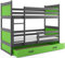 Interbeds Etagenbett Rico 200x90cm Grau+Varianten/mit Matratzen, Schublade und Lattenroste (grau+grüne Schublade)