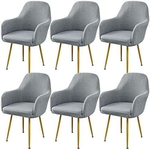 Stuhlbezug Mit Armlehne 6 Set Esszimmerstuhlbezug Hochzeit Stretch Stuhlhussen,Sesselbezug Schonbezug Mit Schaumsäule Schutzhülle Für Esszimmer Küche Wohnzimmer (Color : Grau, Size : 6 Stück)