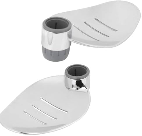 2Pcs Edelstahl Duschstange Seifenschale, Duschschiene Slide Seifenplatten Einstellbare Clip auf Badezimmer Seifenhalter Hebestange Rack Tablett für Badezimmer