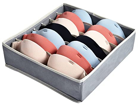 AiQInu BH Organizer Aufbewahrungsbox,7 Zellen Faltbare Schubladen Organizer für BH,Kleiderschrank Schublade Divider Unterwäsche Organizer zum Aufbewahren von BHs,Socken und Krawatten