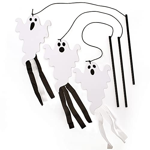 Baker Ross FX181 Dangling Spooky Ghost Kits - Pack of 8, Kids Halloween Toy Craft Kit, Play Halloween Arts and Crafting Kits, Ghost