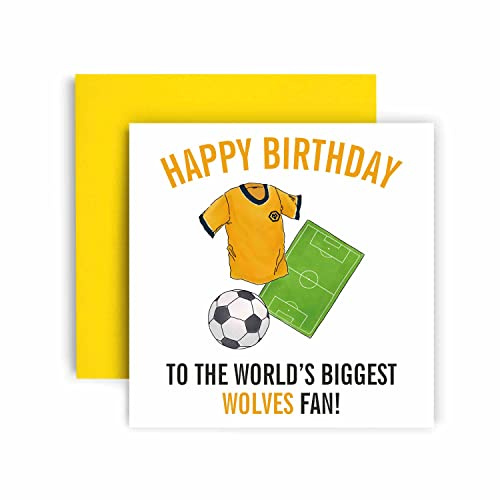 Huxters Fußballkarten für Wölfe Fans - Happy Birthday Karte für Papa, Ehemann, Opa, Bruder, Sohn - Männer Geburtstagskarte für ihn - Fußball-Themen-Illustrationen 14,8 cm (Wölfe)