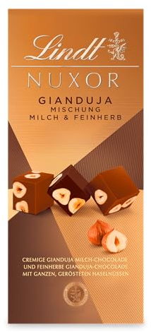 Lindt NUXOR Beutel Mischung | 103 g Beutel | Cremige Gianduja Schokolade (Vollmilch und Feinherb) mit ganzen, gerösteten Haselnüssen | Pralinen Geschenk | Schokoladengeschenk