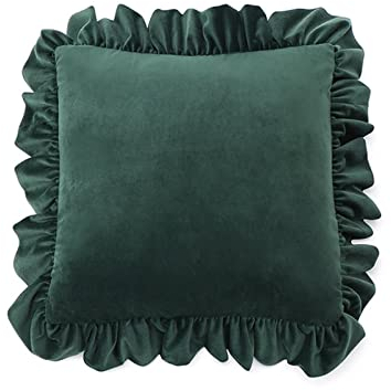 Wycian Copricuscini per divano, colore verde bottiglia, 45 x 45 cm, in rayon tinta unita, per divano, camera da letto, 1 pezzo, senza imbottitura, federe per letto