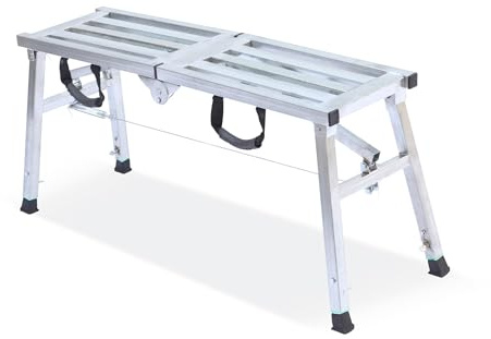 Plataforma de Trabajo Ajustable con clasificación de Resistencia de 400 Libras, Escalera de Acero, Plataforma de andamio Plegable portátil para Limpieza de caravanas, Paredes de Pintura Alta, Paneles