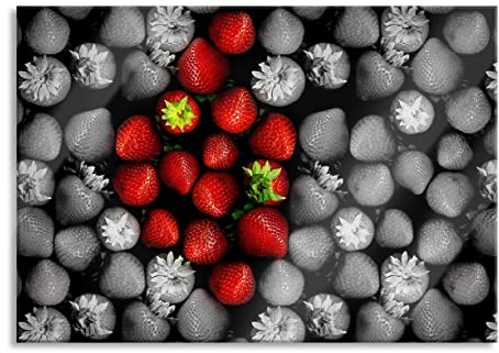 Pixxprint Glasbild, Wandbild aus Echtglas, Erdbeeren, 100x70 cm, inkl. Aufhängung und Abstandshalter