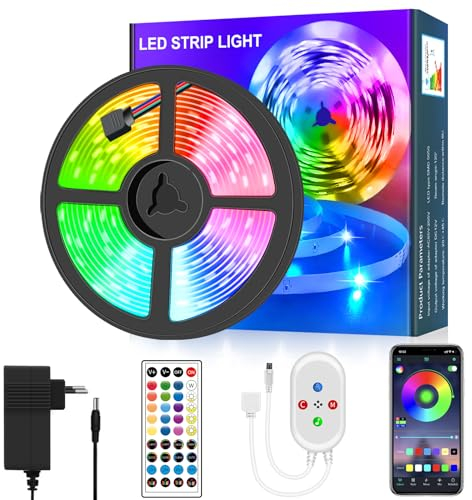 segrass Led Strip 10m, LED Streifen Sync mit Musik,Rgb Led Band mit Fernbedienung/AppSteuerung,Farbwechsel,SMD 5050,Lichtband Leiste für Schlafzimmer,Party,Küche,Schmücken