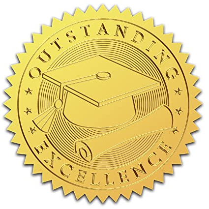 craspire 2 Goldfolien-Geprägte Aufkleber Für Abschlusszeugnisse, Selbstklebende Aufkleber, 100 Stück, College-Dekorationsetiketten Für Zertifikate, Umschläge, Diplome, Auszeichnungen