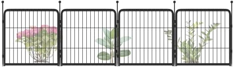 FXW Dekorativer Gartenzaun, Hundezaun für den Hof, robustes Metall, 61 cm hoch, 2,3 m lang, insgesamt schwarz