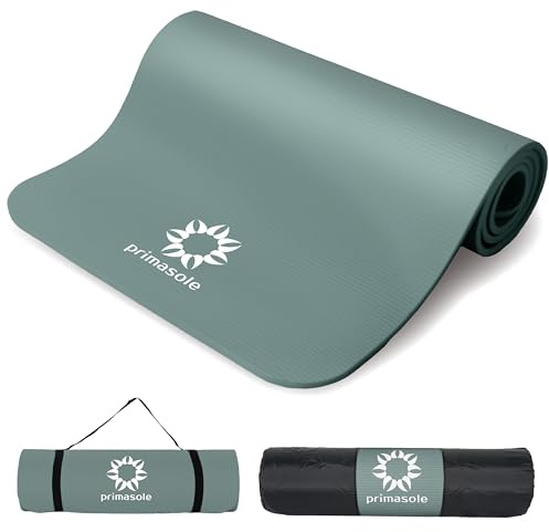 Primasole PSS91NH004A-DG Gymnastikmatte mit Tragegurt und Etui-Matte für Yoga, Pilates, Fintess zu Hause und im Fitnessstudio, 183 cm L x 61 cm B, Grün