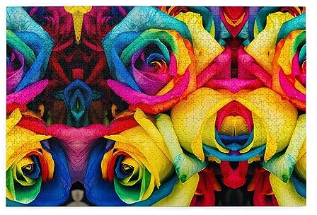 Personalized Jigsaw Puzzle - Create Custom Picture Puzzle For Family And Friends Rainbow Rose
