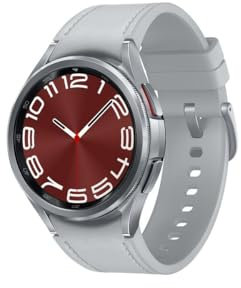 Samsung Galaxy Watch6 Classic - 43 mm - intelligente Uhr mit Band - Hybrid-Eco-Leder - Silber - Bandgr??e: S/M - Anzeige 3.33 cm (1.3)