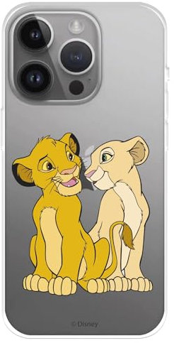 Hülle Kompatibel mit iPhone 15 Pro MAX Offizielle Disney Simba und Nala zum Schutz Ihres Handys, Transparente Flexible Silikonhülle mit offizieller Lizenz Der König der Löwen
