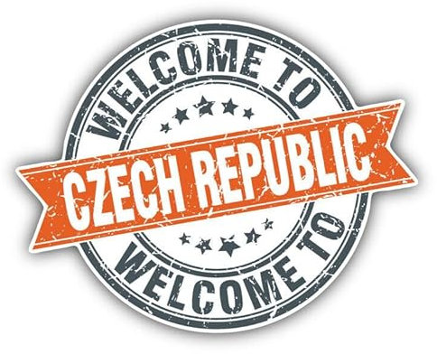 WildeBabsKLBT 12 cm Hochwertiger Autoaufkleber Sticker Aufkleber Selbstklebende Folie Wunschtext Czech Republic Welcome Stempel G854