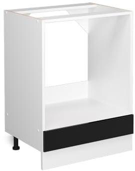 Vicco Herdumbauschrank R-Line, Schwarz Hochglanz/Weiß, 60 cm ohne Arbeitsplatte