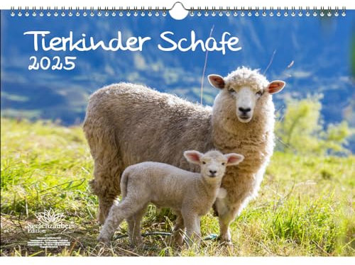 Tierkinder Schafe DIN A3 Kalender für 2025 Schafe und Lämmchen - Seelenzauber